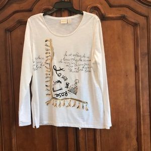 Chico’s Long Sleeve Cotton Shirt, White, Size: 2